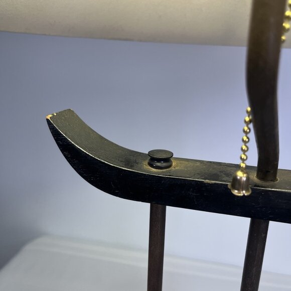 VTG 50s Ceramic Asian Couple Figural Lamp Pagoda MCM Black Gold Oriental Style - Picture 11 of 15